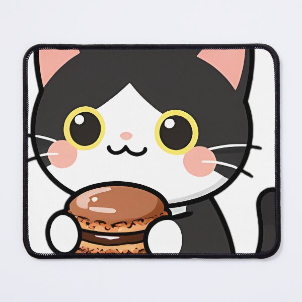 Item preview, Cute Tuxedo Kitten Baker with Chocolate Macaron designed and sold by pumsquare.