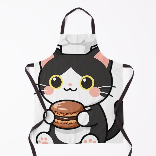 Item preview, Cute Tuxedo Kitten Baker with Chocolate Macaron designed and sold by pumsquare.