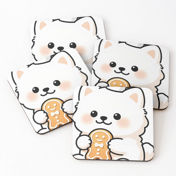 Item preview, Cute Samoyed Puppy Baker with Gingerbread Cookie designed and sold by pumsquare.