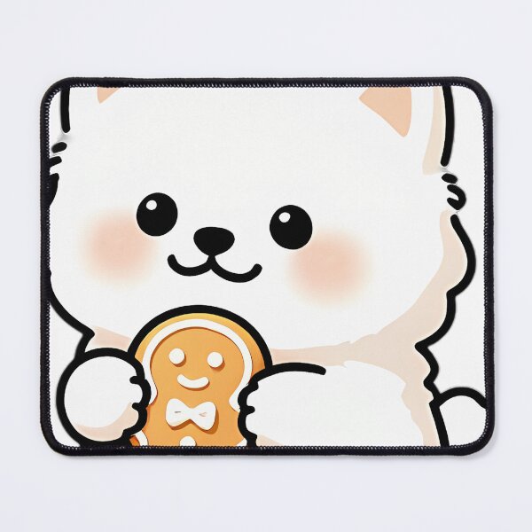 Item preview, Cute Samoyed Puppy Baker with Gingerbread Cookie designed and sold by pumsquare.