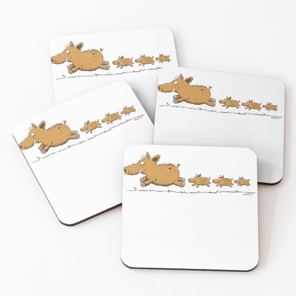 Item preview, Eine fröhliche Wildschwein-Familie unterwegs: vorne das große Wildschwein, dahinter die kleinen Frischlinge. Handgezeichnete Tierillustration für Wildschwein-Fans, Naturfreunde und alle, die humorvolle Waldtiere mögen. designed and sold by modartis.