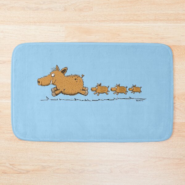 Item preview, Eine fröhliche Wildschwein-Familie unterwegs: vorne das große Wildschwein, dahinter die kleinen Frischlinge. Handgezeichnete Tierillustration für Wildschwein-Fans, Naturfreunde und alle, die humorvolle Waldtiere mögen. designed and sold by modartis.