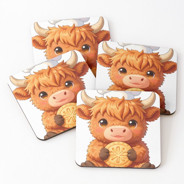 Item preview, Cute Highland Cow Calf Baker with Scottish Shortbread designed and sold by pumsquare.