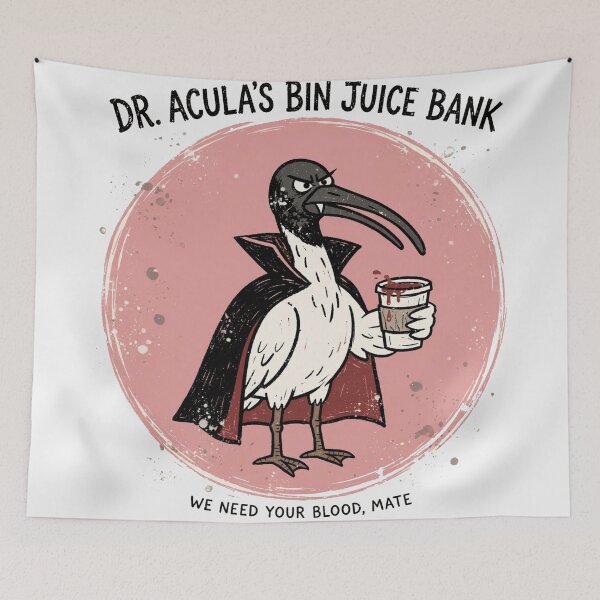 Item preview, El banco de jugos del Dr. Acula, el divertido vampiro, el pollo del contenedor, el pájaro ibis designed and sold by Yellowriversss.