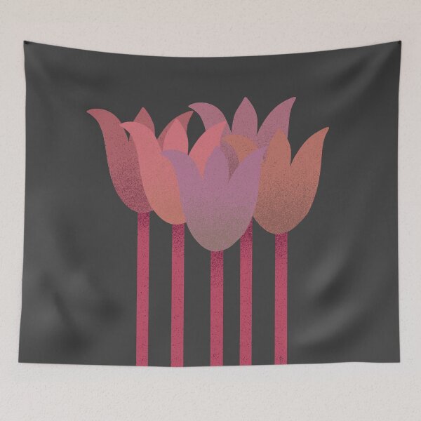 Item preview, Flower Market - Warm Tones Abstract Tulips on Black designed and sold by DuckyRubin.