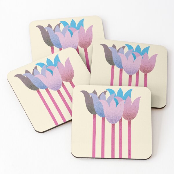 Item preview, Flower Market - Pink and Blue Abstract Tulips on Cream designed and sold by DuckyRubin.