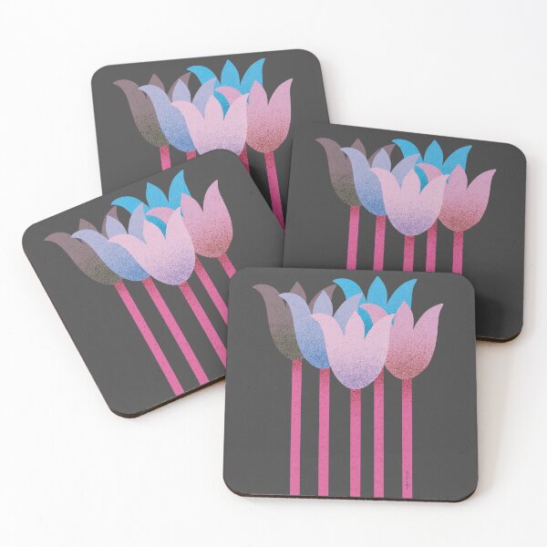 Item preview, Flower Market - Pink and Blue Abstract Tulips on Black designed and sold by DuckyRubin.