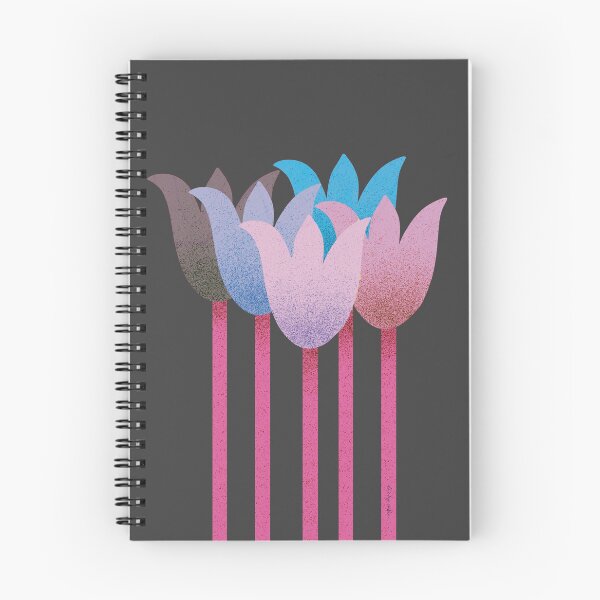 Item preview, Flower Market - Pink and Blue Abstract Tulips on Black designed and sold by DuckyRubin.