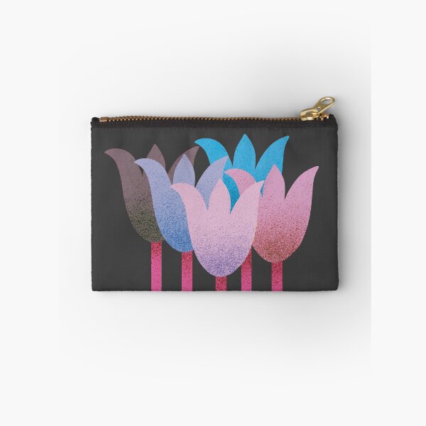Item preview, Flower Market - Pink and Blue Abstract Tulips on Black designed and sold by DuckyRubin.