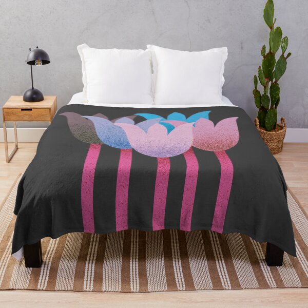 Item preview, Flower Market - Pink and Blue Abstract Tulips on Black designed and sold by DuckyRubin.