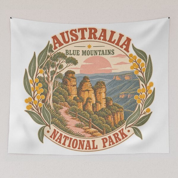 Item preview, Australia Blue Mountains National Park Three Sisters Vintage Travel designed and sold by Yellowriversss.