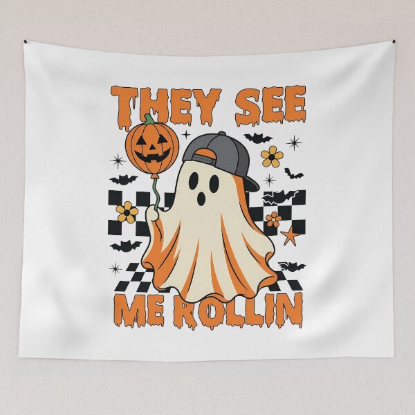 Item preview, They See Me Rollin Cute Halloween Ghost Kids designed and sold by KroghDs.