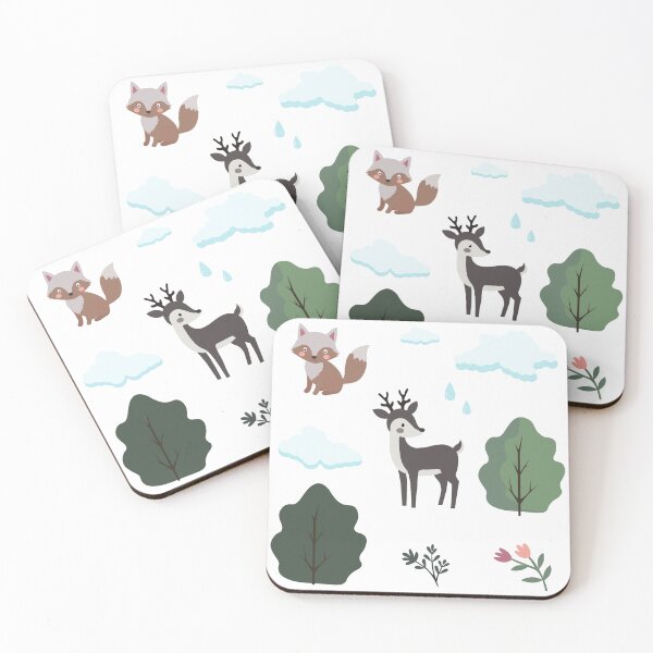 Item preview, Cute Woodland Animals Fox Deer Trees and Flowers Vector Sticker Pack designed and sold by ElenMart.