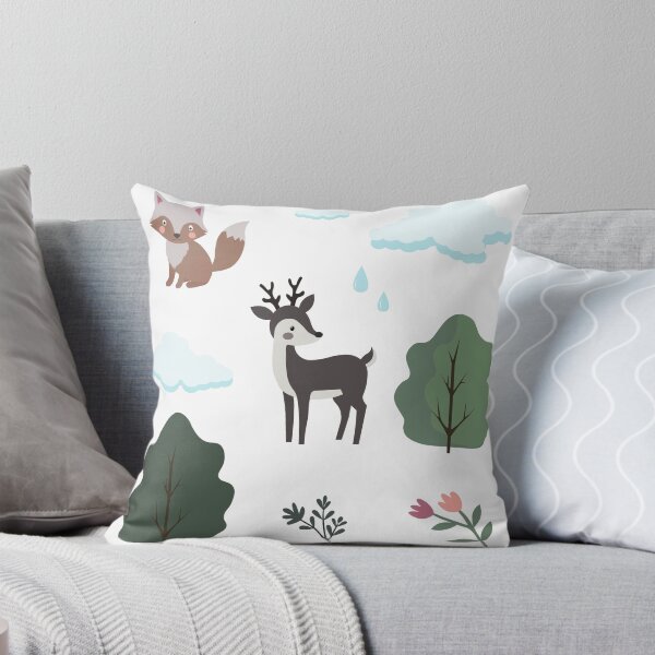 Item preview, Cute Woodland Animals Fox Deer Trees and Flowers Vector Sticker Pack designed and sold by ElenMart.