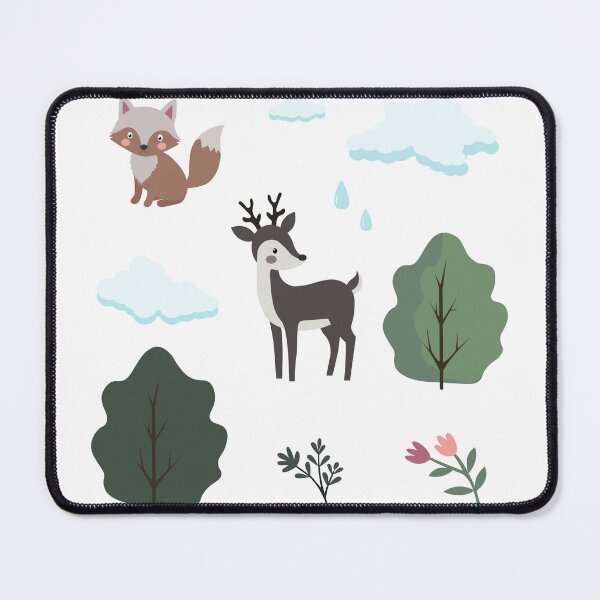 Item preview, Cute Woodland Animals Fox Deer Trees and Flowers Vector Sticker Pack designed and sold by ElenMart.