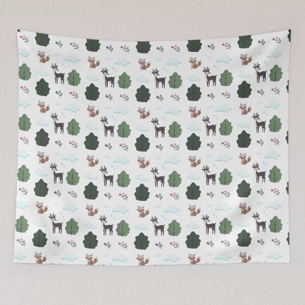 Item preview, Cute Woodland Animals Fox Deer Trees and Flowers Vector Sticker Pack designed and sold by ElenMart.