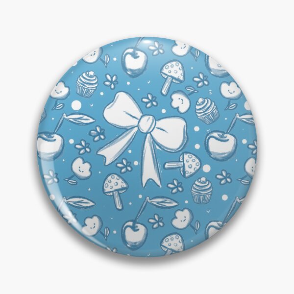 Item preview, Neon Blue  Seamless Pattern with Ribbon Bows, Cherries, Cupcakes, and Mushrooms on Black Background designed and sold by Manyart13031992.