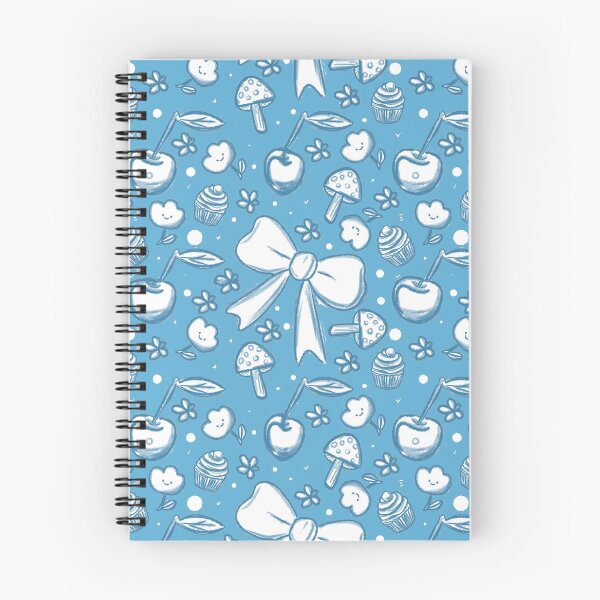 Item preview, Neon Blue  Seamless Pattern with Ribbon Bows, Cherries, Cupcakes, and Mushrooms on Black Background designed and sold by Manyart13031992.
