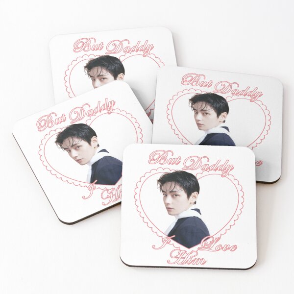 Item preview, BTS V Taehyung "But Daddy I Love Him" Pink Heart Aesthetic Sticker designed and sold by Mooncreates7.