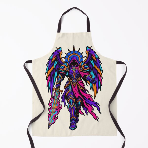 Item preview, Fallen Angel Hooded Archangel Flaming Sword Neon Synthwave designed and sold by KungPowUnicorn.