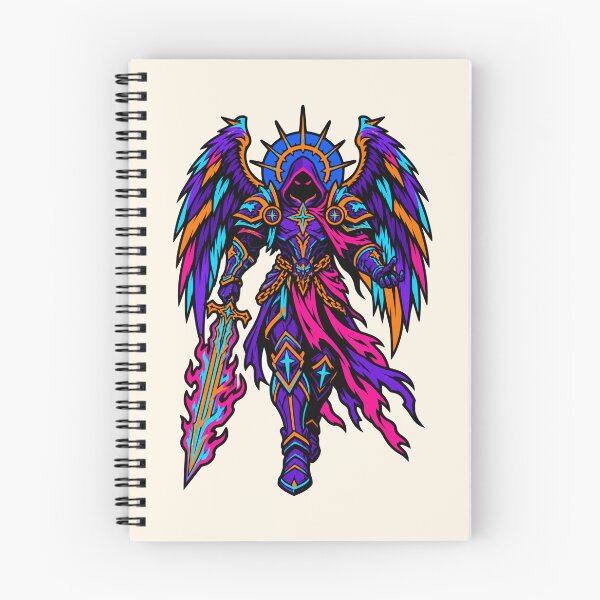 Item preview, Fallen Angel Hooded Archangel Flaming Sword Neon Synthwave designed and sold by KungPowUnicorn.