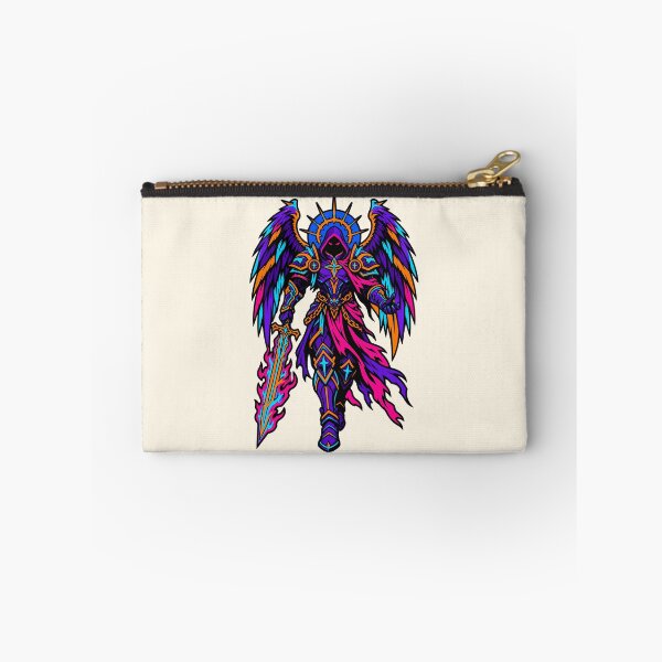 Item preview, Fallen Angel Hooded Archangel Flaming Sword Neon Synthwave designed and sold by KungPowUnicorn.