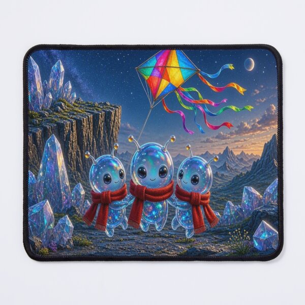Item preview, Cute Aliens Medanix Flying a Kite - Magical Winter Space Core designed and sold by Breezes-of-Ida.