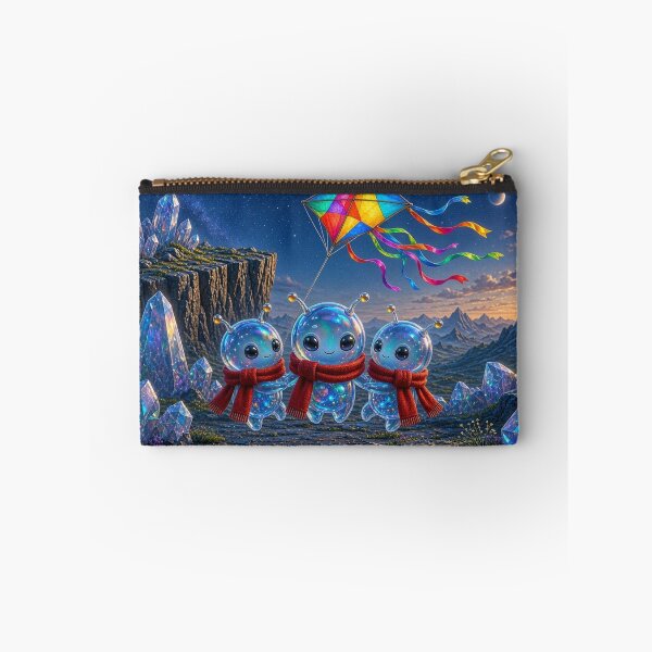 Item preview, Cute Aliens Medanix Flying a Kite - Magical Winter Space Core designed and sold by Breezes-of-Ida.