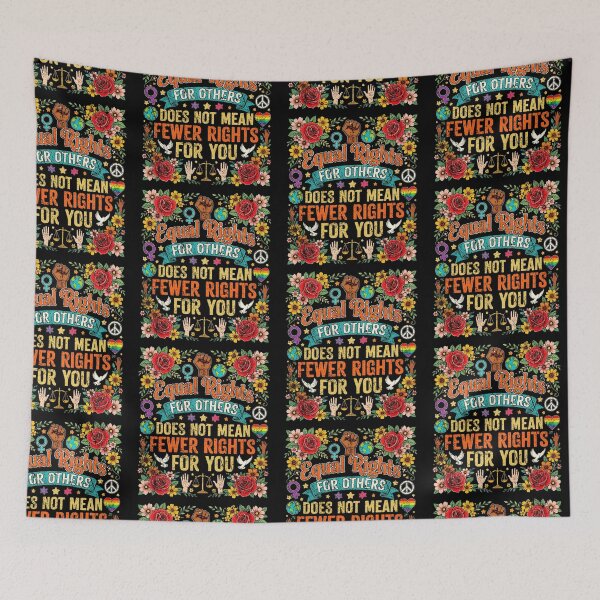 Item preview, Equal Rights For Others Retro Floral Peace Human Rights designed and sold by Machomanshop.