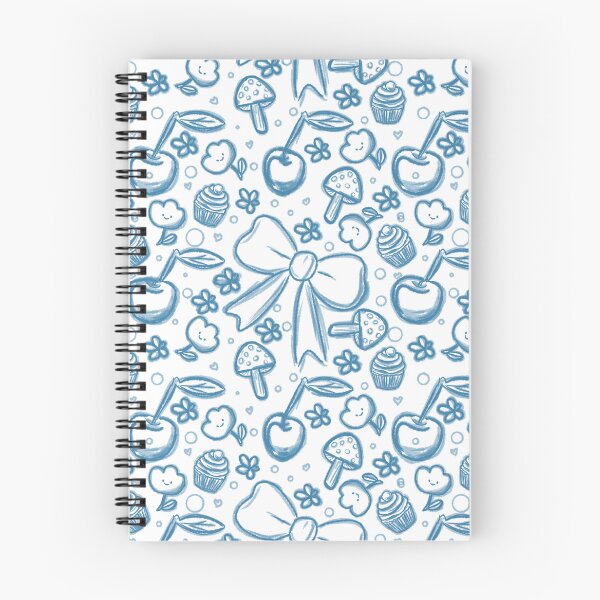 Item preview, Neon Blue Seamless Pattern with Ribbon Bows, Cherries, Cupcakes, and Mushrooms on Black Background designed and sold by Manyart13031992.