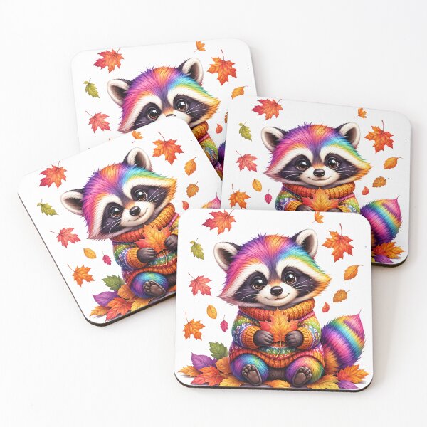 Item preview, Rainbow Raccoon – Cute Cozy Autumn Kawaii Animal designed and sold by RBToper.