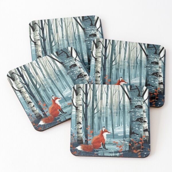Item preview, Red Fox Birch Forest Woodland Art designed and sold by GrinGalore.