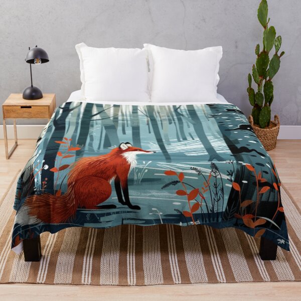 Item preview, Red Fox Birch Forest Woodland Art designed and sold by GrinGalore.