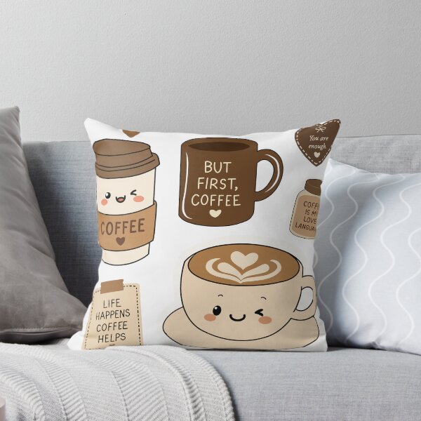 Artikelvorschau, Niedliche Kaffeeaufkleber – Kawaii-Kaffeetasse entworfen und verkauft von Artful Adventures.