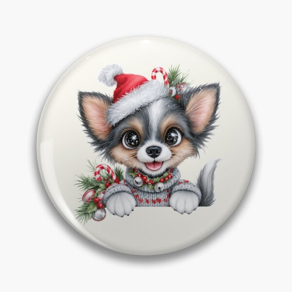 Item preview, Cute Christmas Chihuahua Dog - Fluffy Puppy Santa Hat Holiday Art designed and sold by FrescoDesign.