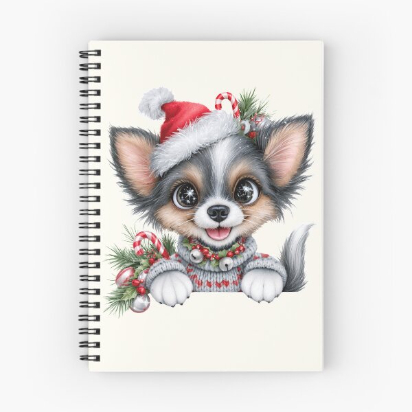 Item preview, Cute Christmas Chihuahua Dog - Fluffy Puppy Santa Hat Holiday Art designed and sold by FrescoDesign.