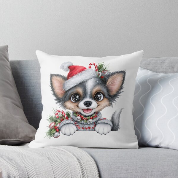 Item preview, Cute Christmas Chihuahua Dog - Fluffy Puppy Santa Hat Holiday Art designed and sold by FrescoDesign.