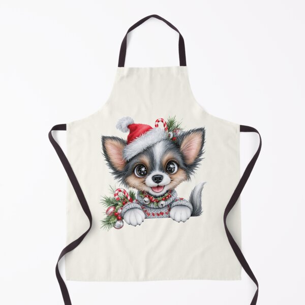 Item preview, Cute Christmas Chihuahua Dog - Fluffy Puppy Santa Hat Holiday Art designed and sold by FrescoDesign.