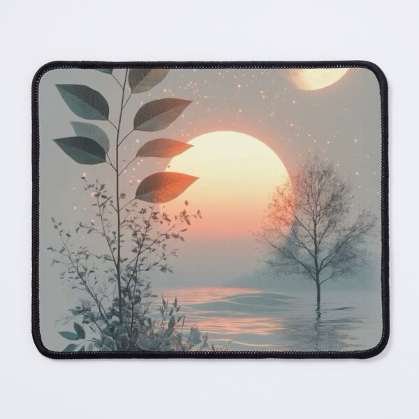 Item preview, Ethereal Botanical Sunset and Full Moon — Minimalist Serene Nature Art designed and sold by LYAN-STORE.