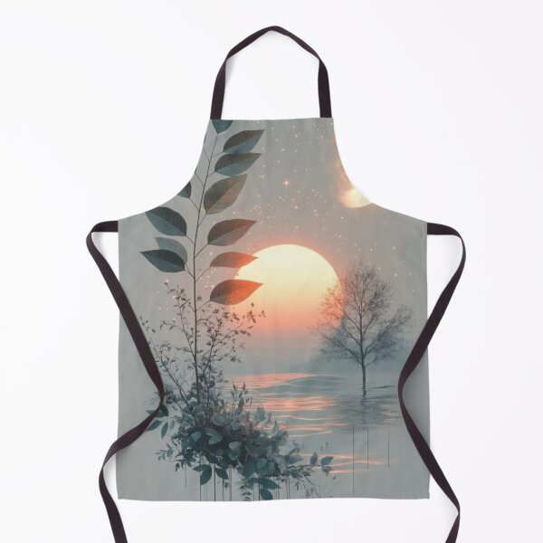 Item preview, Ethereal Botanical Sunset and Full Moon — Minimalist Serene Nature Art designed and sold by LYAN-STORE.