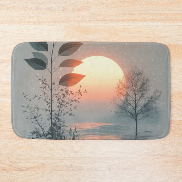 Item preview, Ethereal Botanical Sunset and Full Moon — Minimalist Serene Nature Art designed and sold by LYAN-STORE.