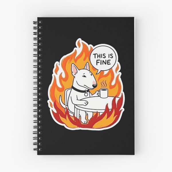 Item preview, Bull Terrier Fine Fire Meme Illustration designed and sold by Flying Doggo.