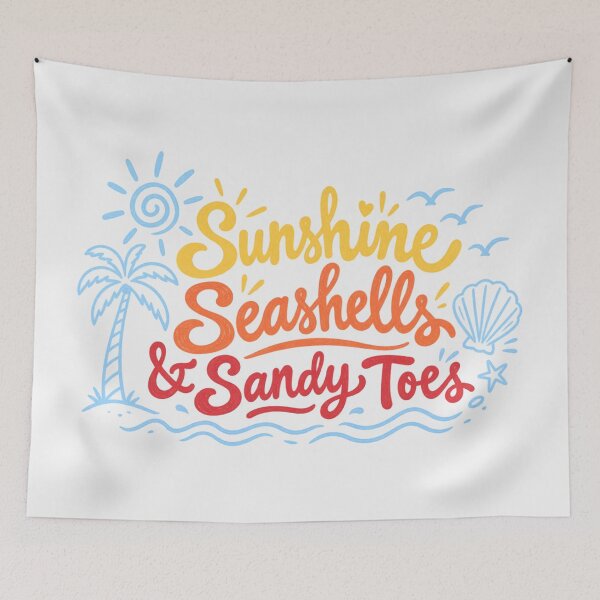 Item preview, Sunshine Seashells And Sandy Toes Retro Summer Beach Lettering designed and sold by Yellowriversss.