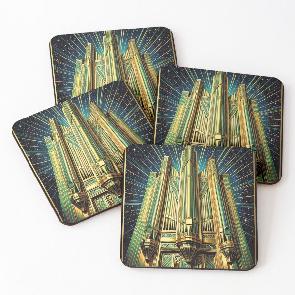 Item preview, Art Deco Pipe Organ Vintage Poster designed and sold by pinkal.