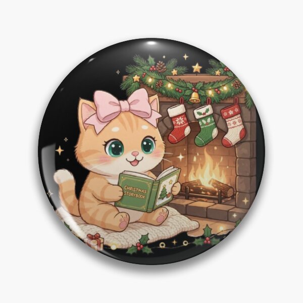 Artikelvorschau, Gemütliche Weihnachtskatze liest am Kamin ein Bilderbuch entworfen und verkauft von Luna's World .
