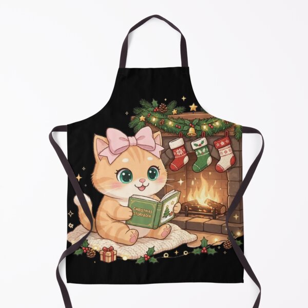 Item preview, Cozy Christmas Cat Reading Storybook Fireplace designed and sold by Moody Vibes Studio.