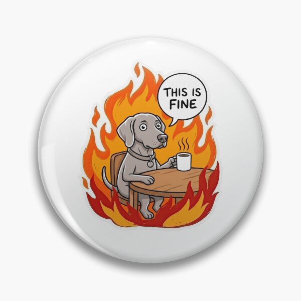 Item preview, Weimaraner This Is Fine Fire Meme designed and sold by Flying Doggo.