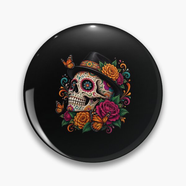 Item preview, Vibrant Sugar Skull Butterfly Floral Art Day of the Dead  designed and sold by felixpalette.