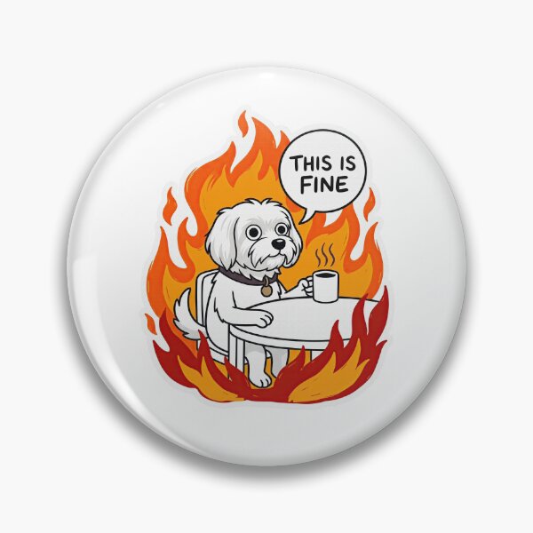 Item preview, Maltese Drinking Coffee in Fire Meme designed and sold by Flying Doggo.