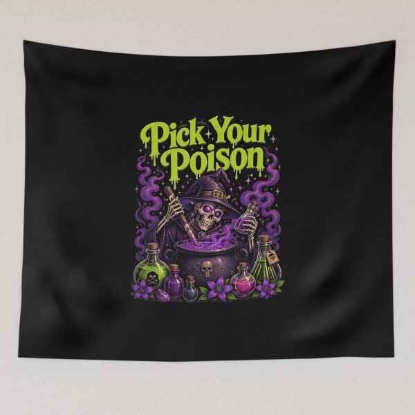 Item preview, Pick Your Poison Halloween Potion Cauldron Skull designed and sold by felixpalette.